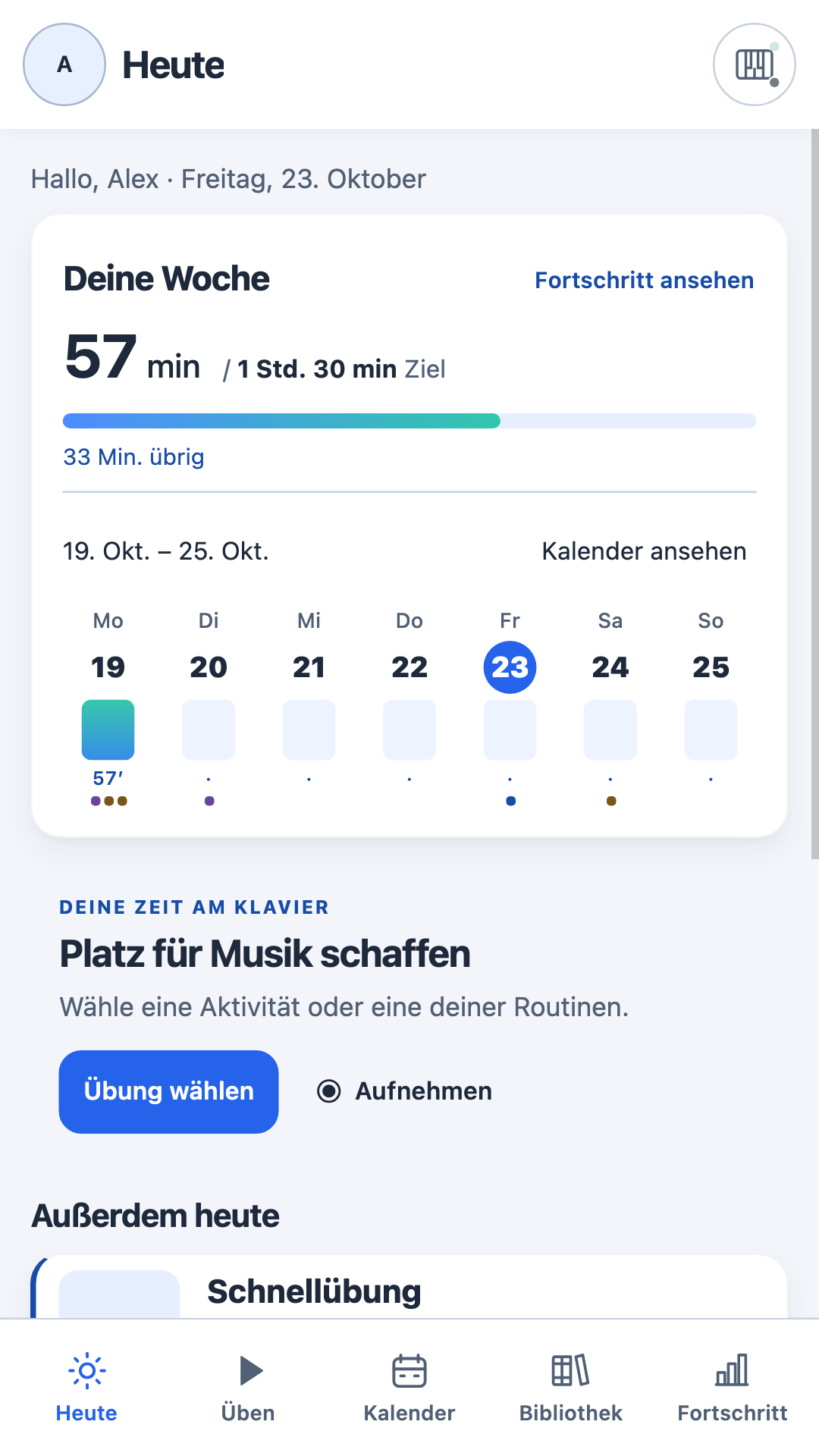 Heute mit nächster Übung und aktueller Wochenaktivität